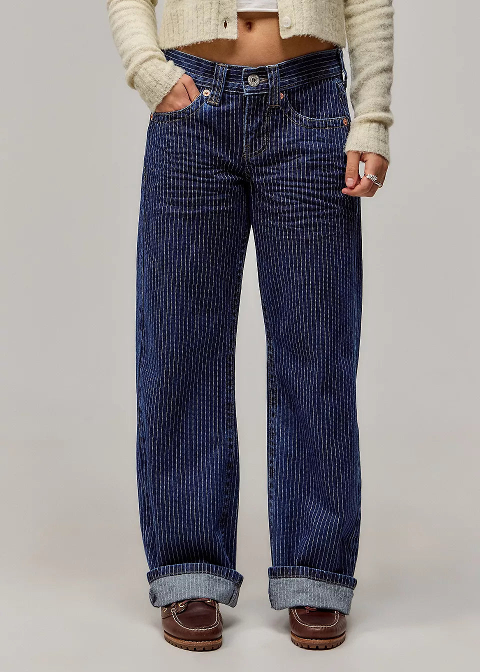 Rayé Jeans Taille Basse