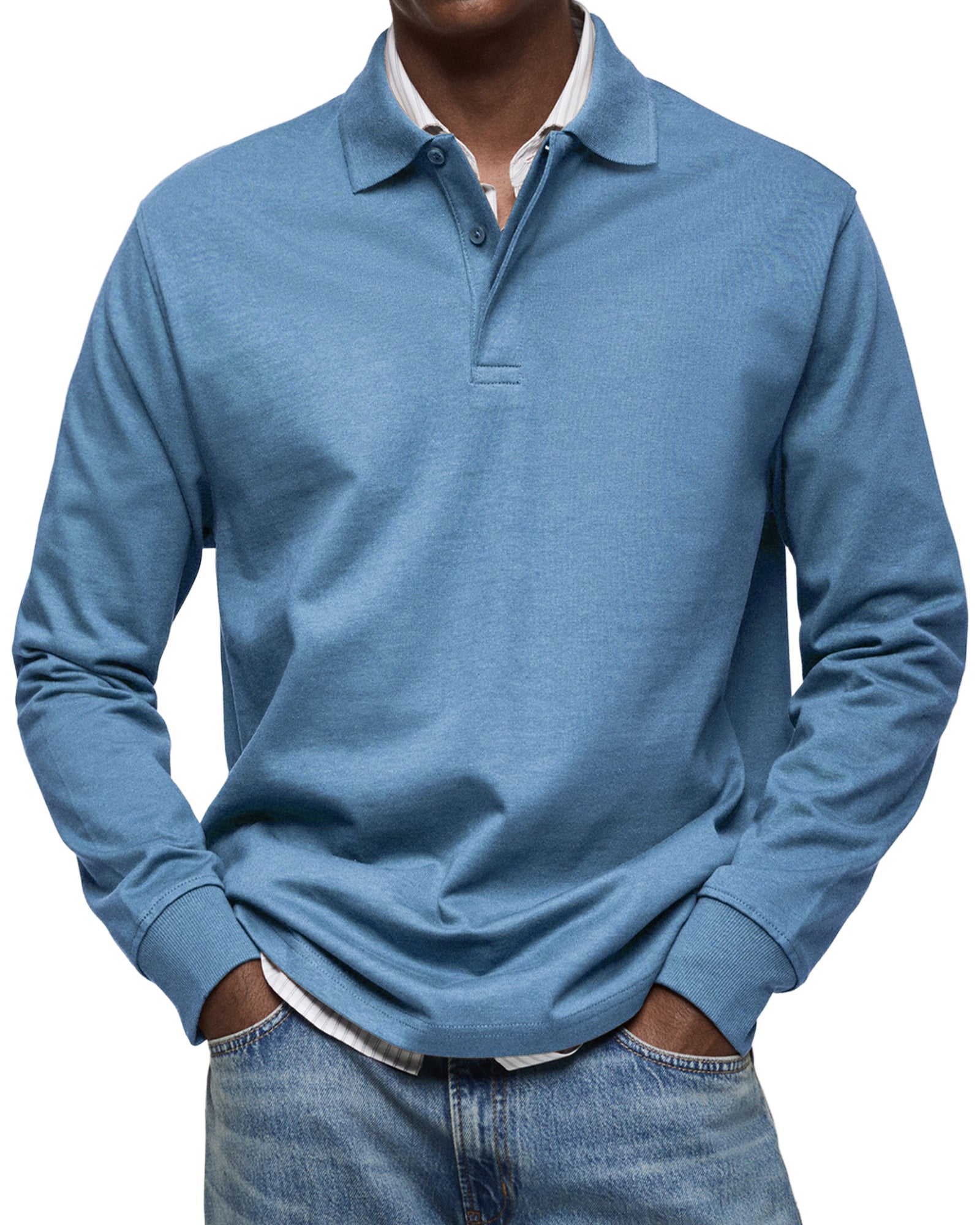 Luxury Long-Sleeve Polo Shirt – Élégance
