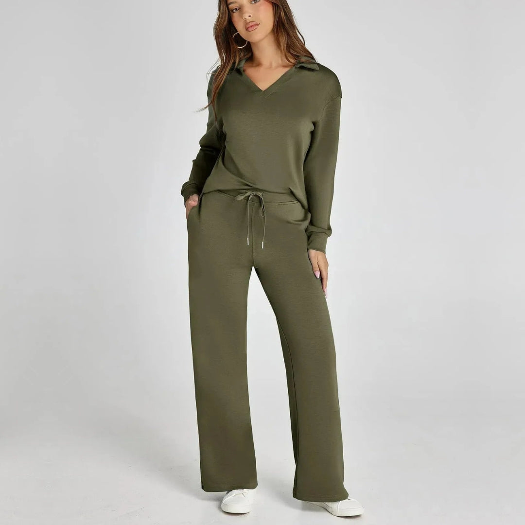 Ensemble de Loungewear Luxe avec Pantalon Confort et Col V