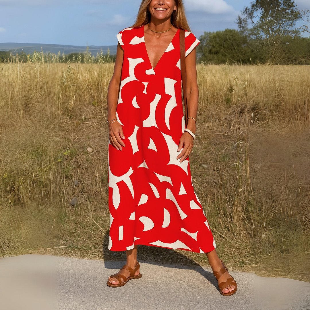 Robe maxi avec impression artistique