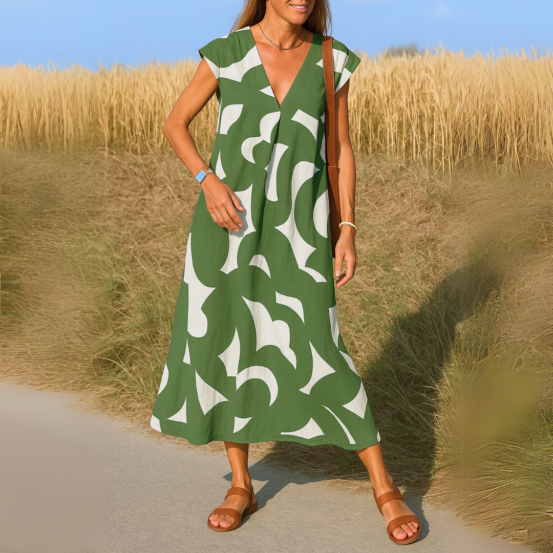 Robe maxi avec impression artistique