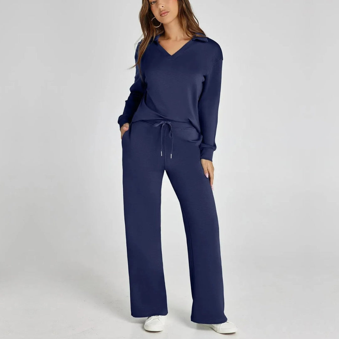 Ensemble de Loungewear Luxe avec Pantalon Confort et Col V
