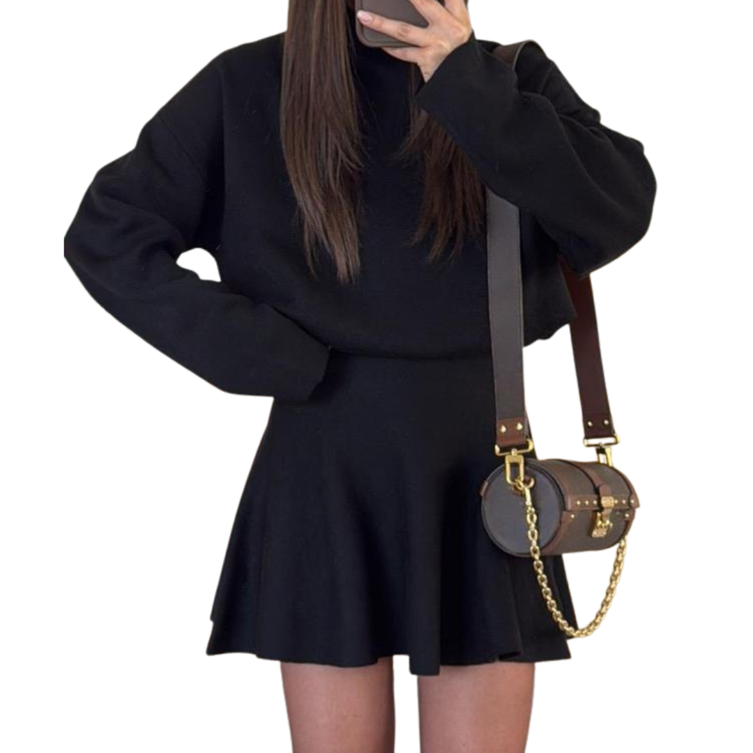 Robe tricotée à col montant