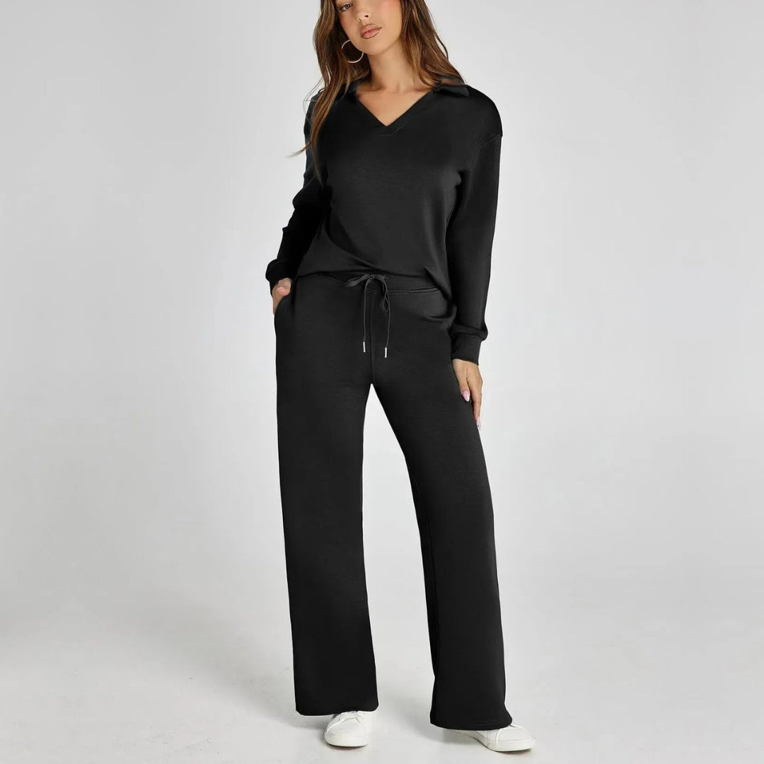 Ensemble de Loungewear Luxe avec Pantalon Confort et Col V