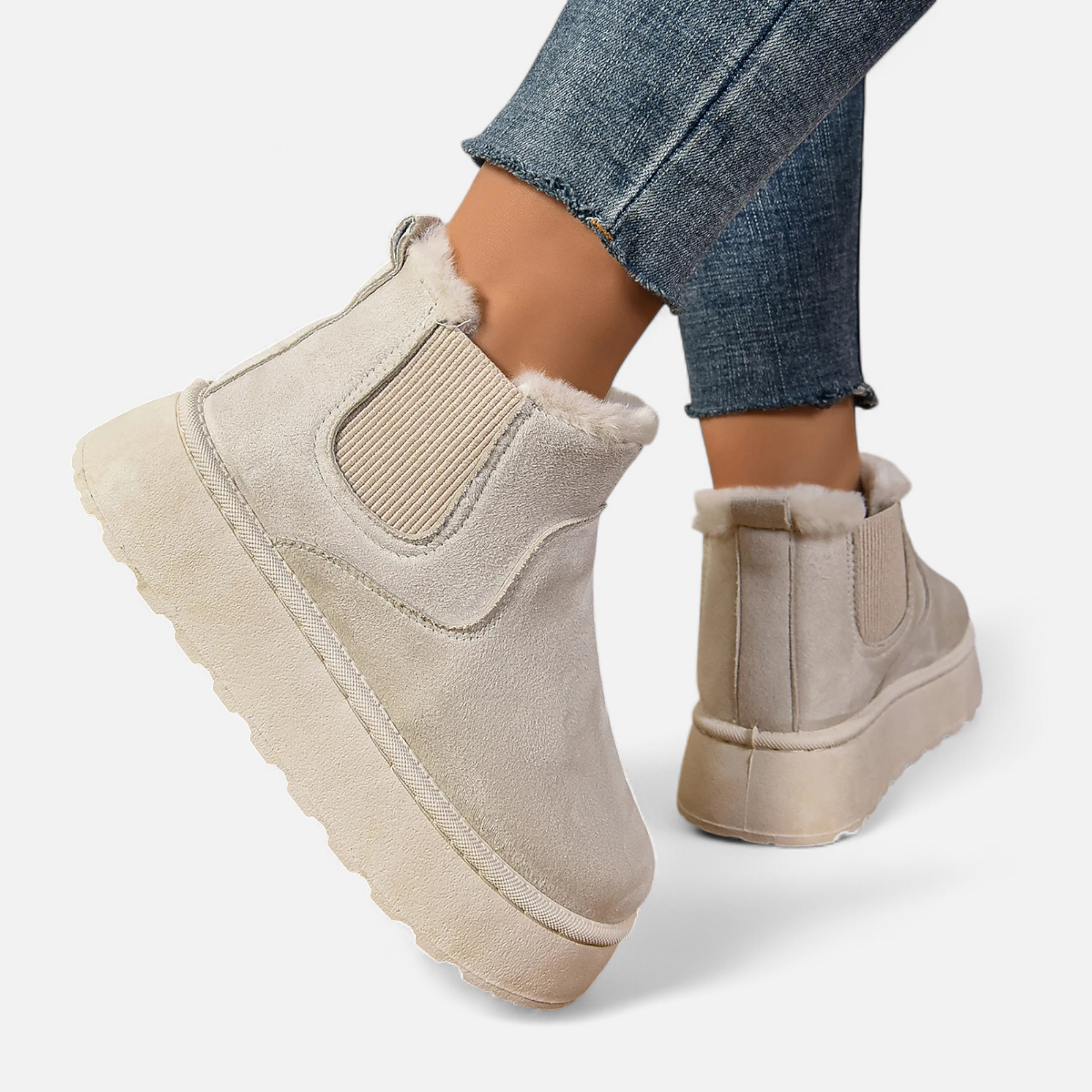 Bottines à Plateforme en Peluche pour Femme – Style Doux & Chic