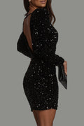Robe Mini Brillante à Dos Nu pour Femmes