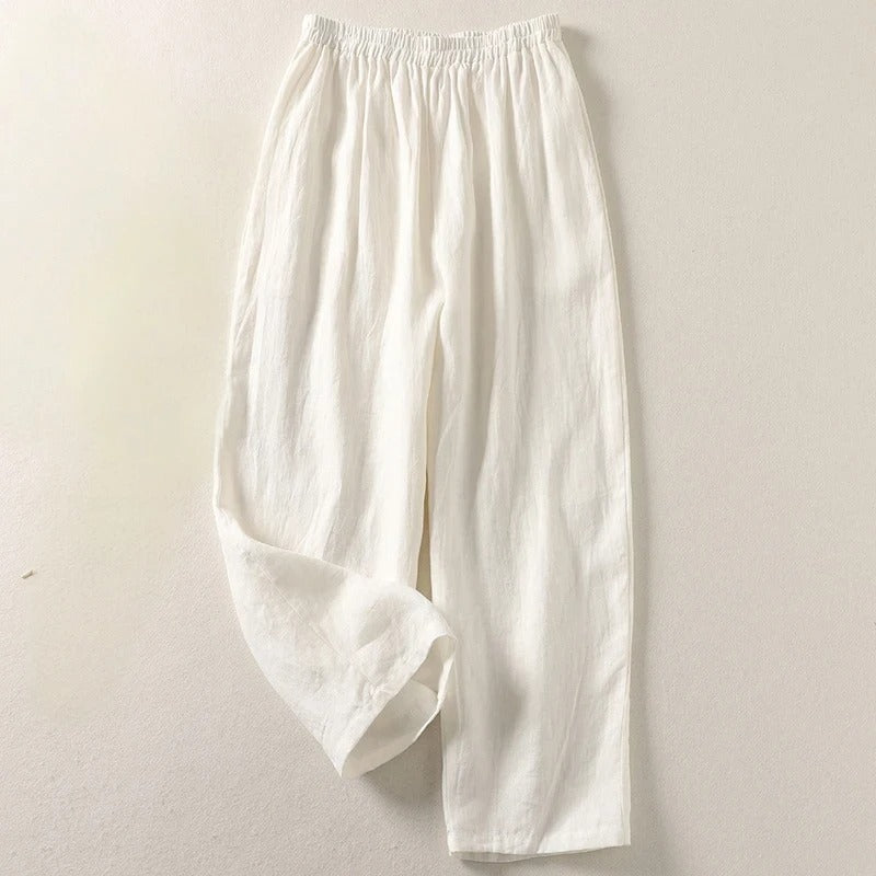 Pantalon en lin taille haute Sofia
