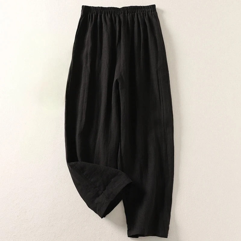 Pantalon en lin taille haute Sofia