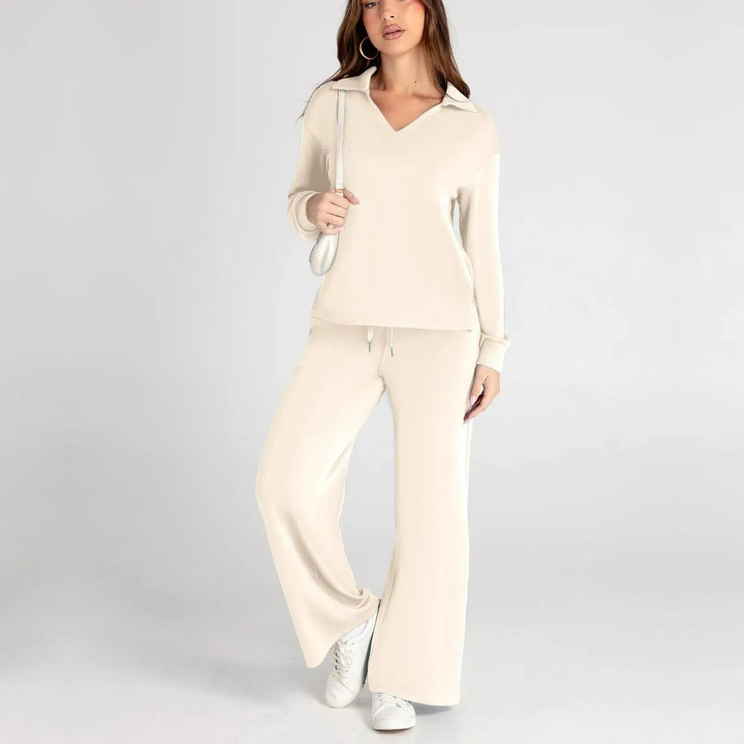 Ensemble de Loungewear Luxe avec Pantalon Confort et Col V