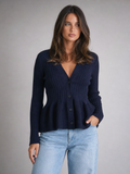 Blouse Peplum Côtelée Col V - Coupe Élégante et Féminine