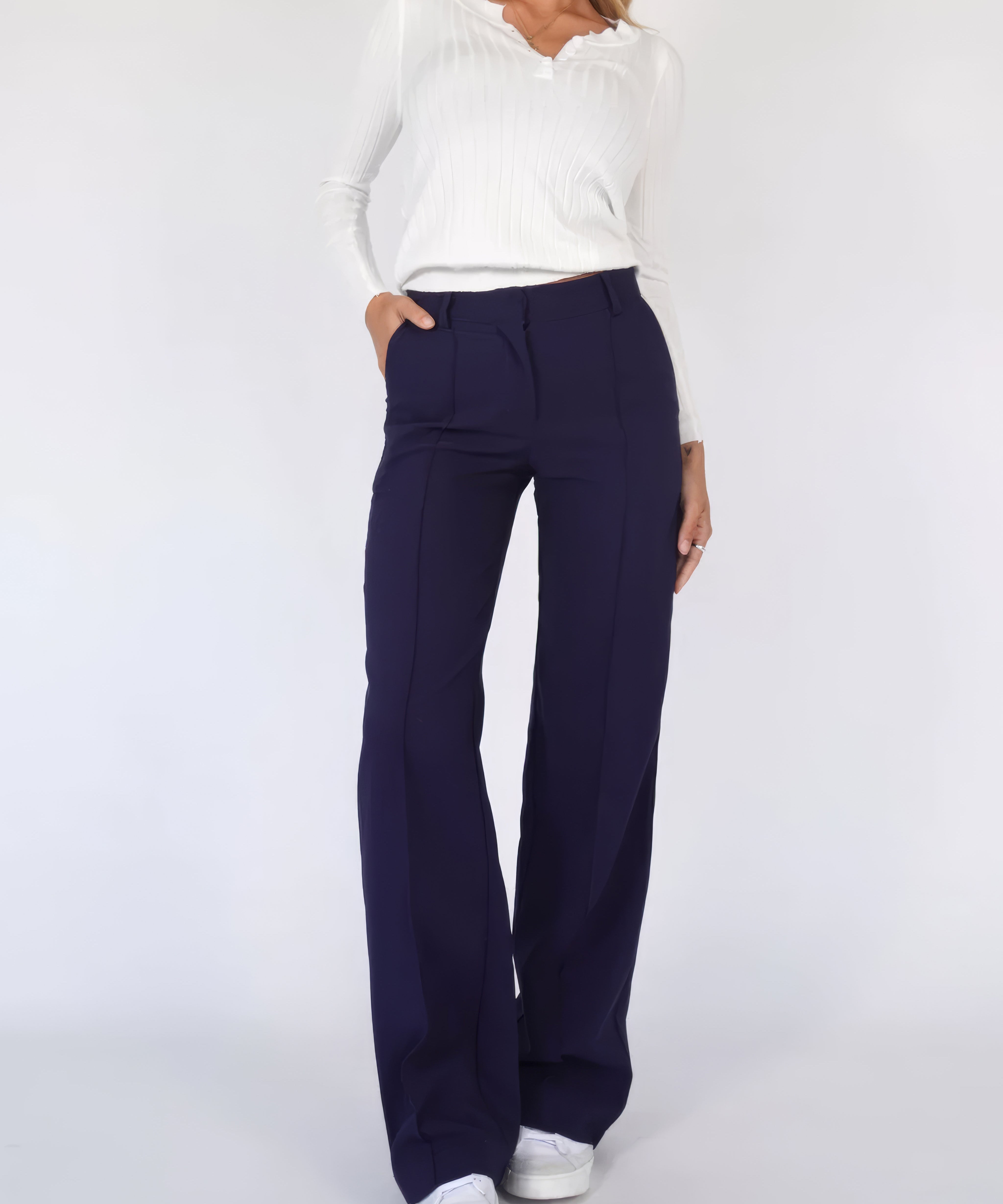 Pantalon Taille Haute à Pattes Droites
