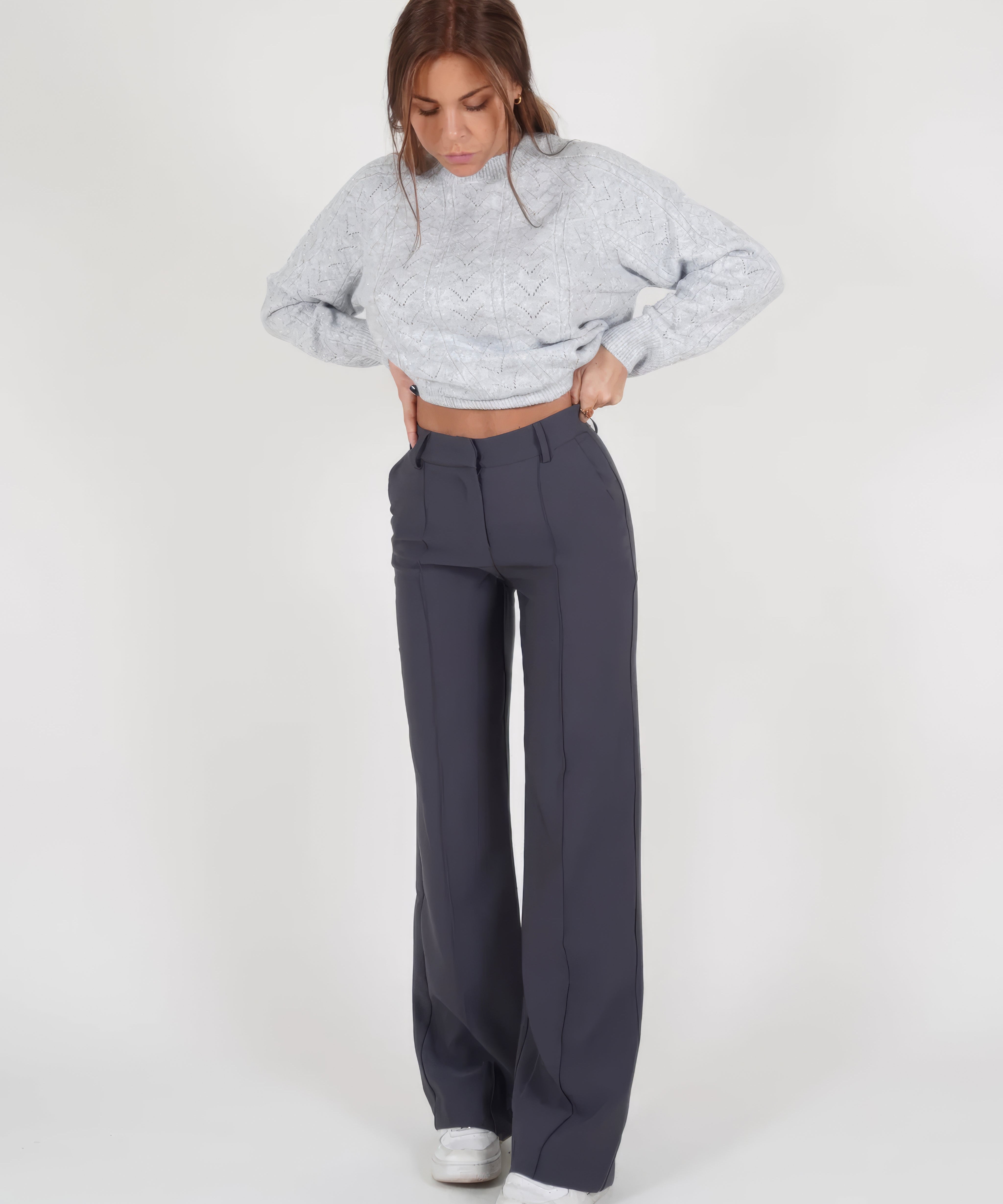 Pantalon Taille Haute à Pattes Droites