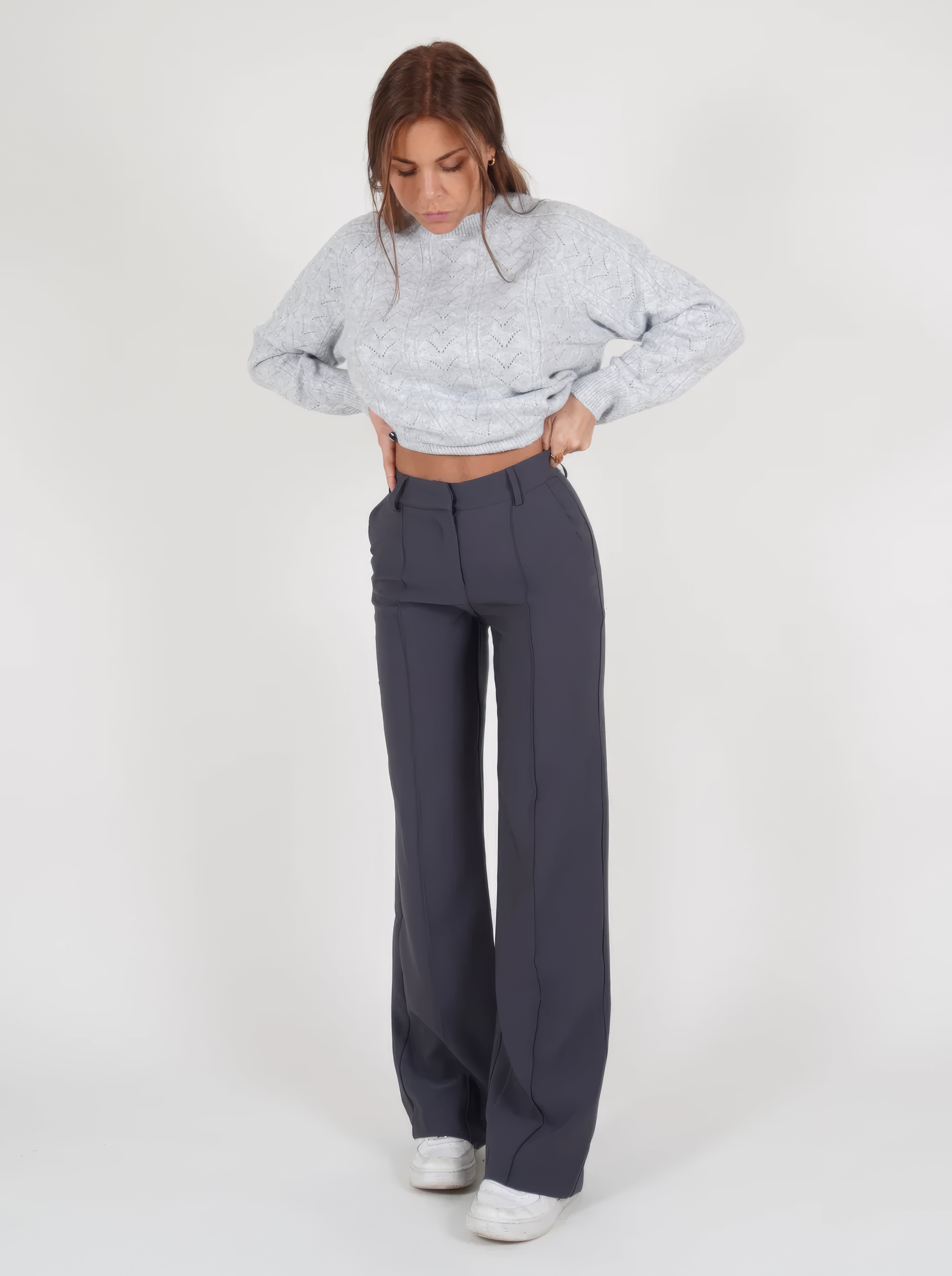 Pantalon Taille Haute à Pattes Droites