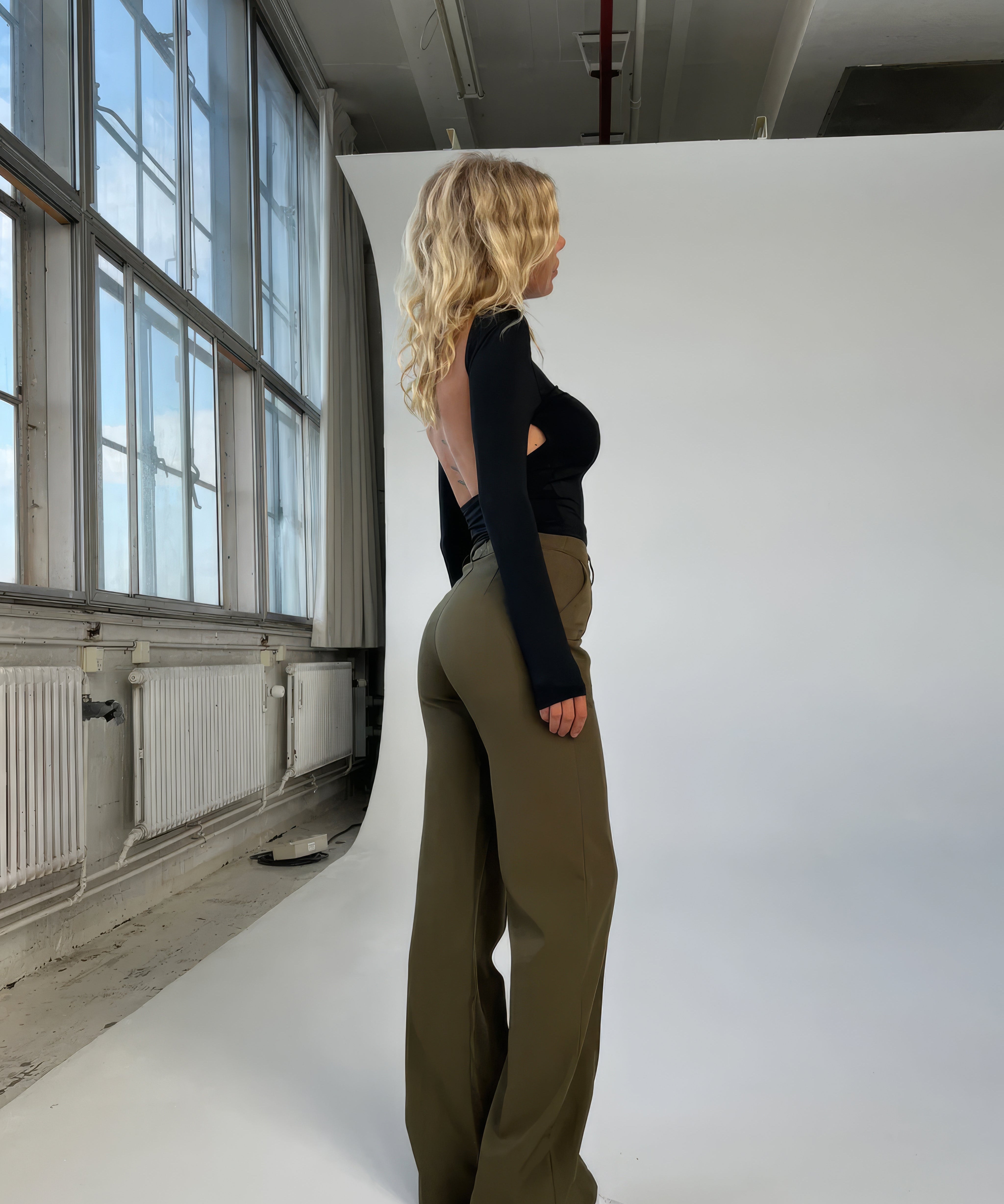Pantalon Taille Haute à Pattes Droites