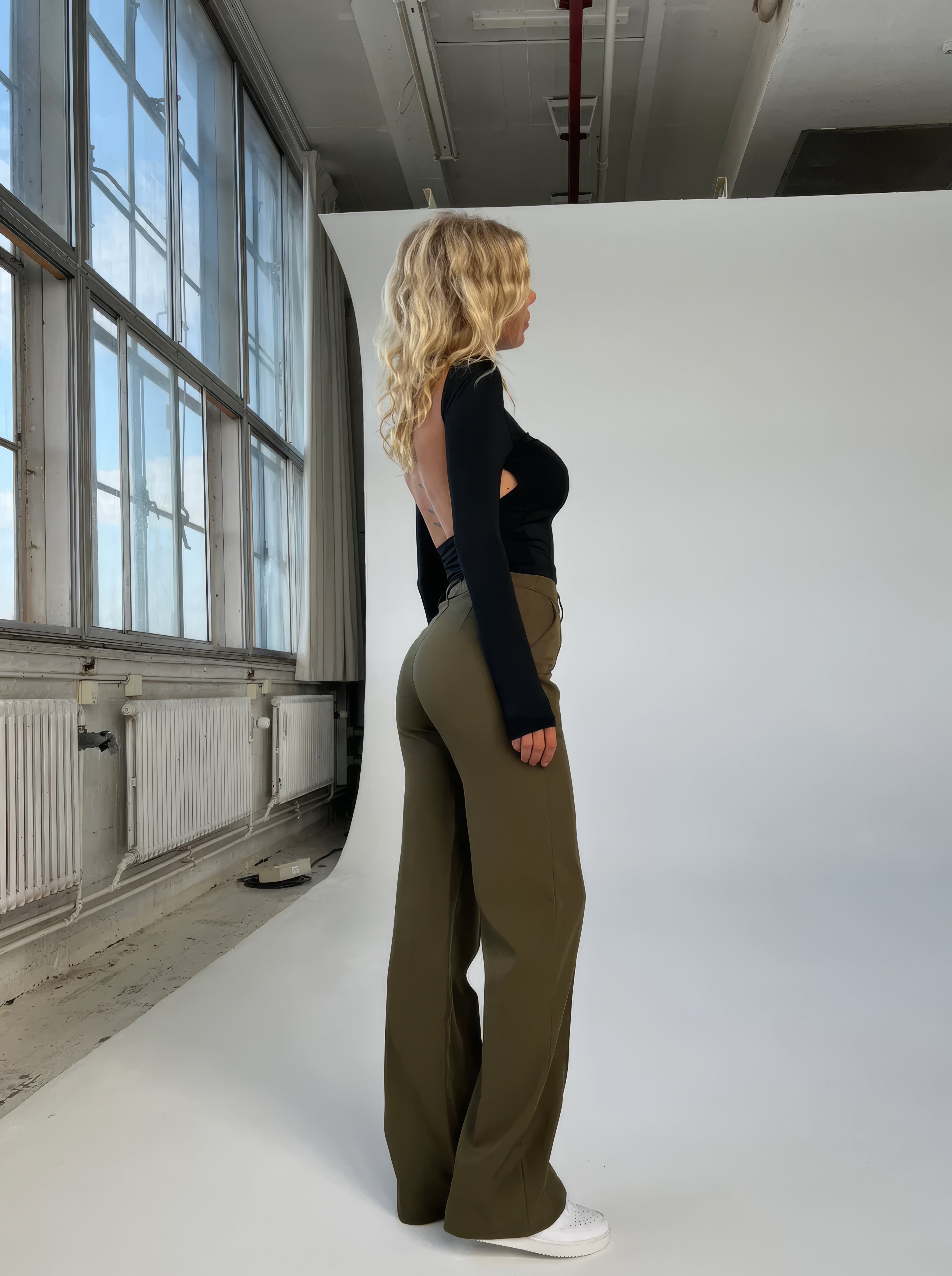 Pantalon Taille Haute à Pattes Droites