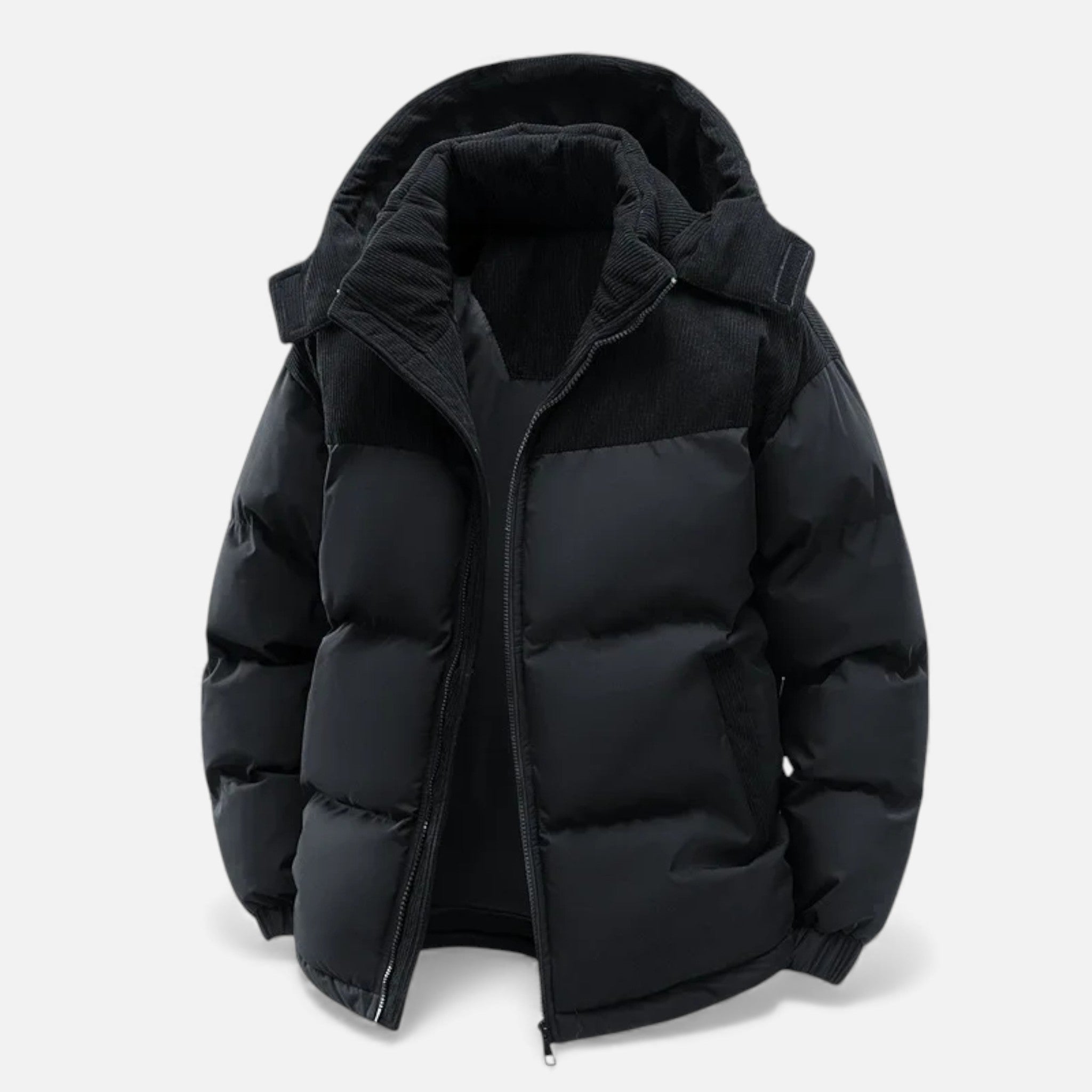 Veste d'hiver pour hommes avec doublure en polaire et capuche détachable