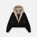 Manteau d’Hiver Vintage pour Femme avec Capuche & Col en Fourrure