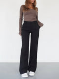 Pantalon Taille Haute à Pattes Droites