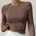 Blouse courte côtelée à manches longues
