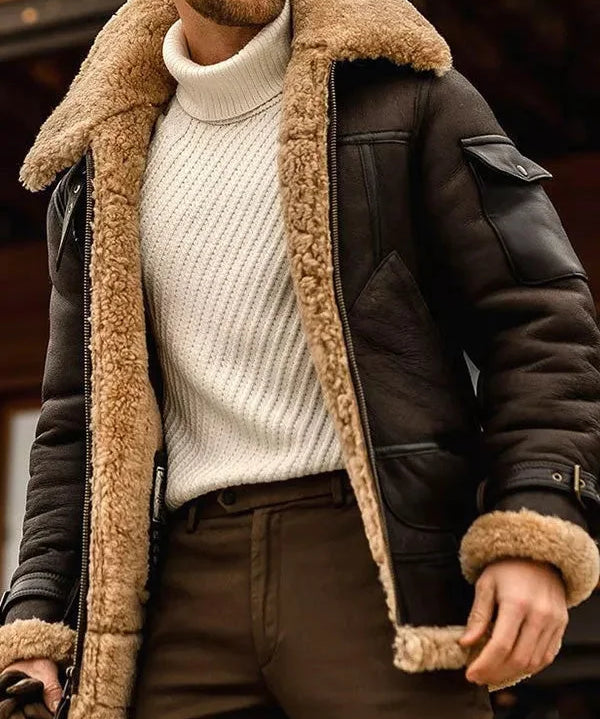 Veste en Cuir Épais pour Homme – Style Robuste & Premium