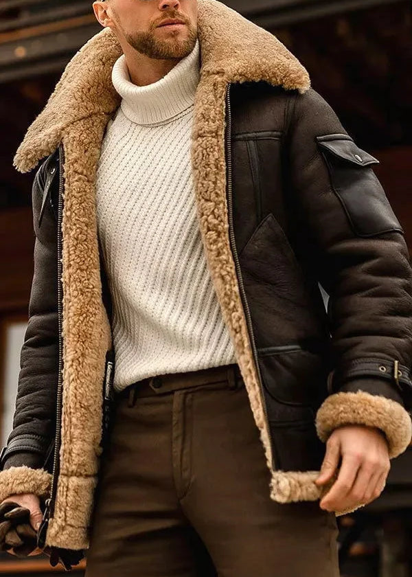 Veste en Cuir Épais pour Homme – Style Robuste & Premium