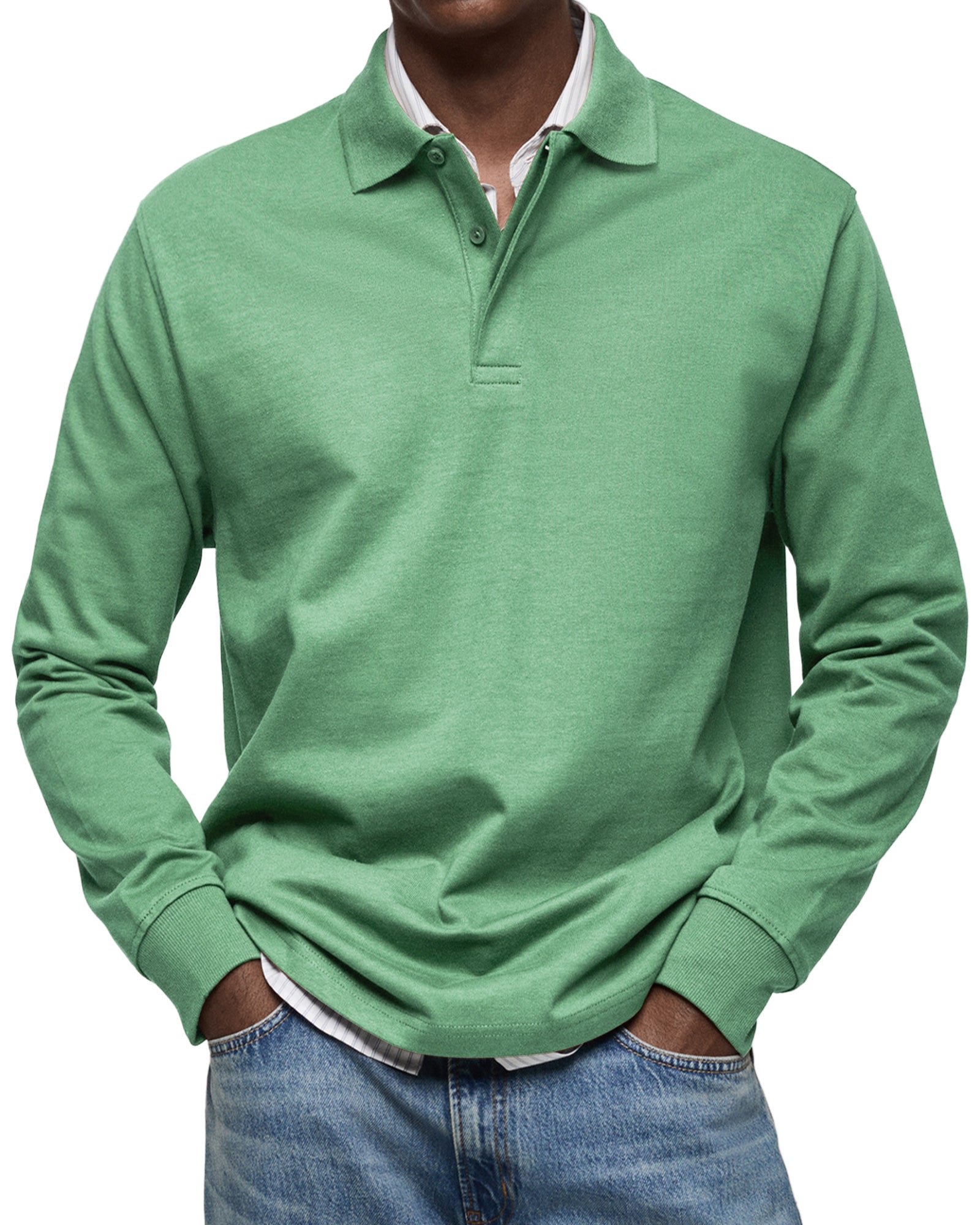 Luxury Long-Sleeve Polo Shirt – Élégance