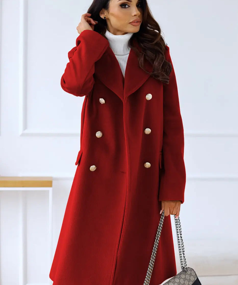 Manteau en laine à double boutonnage pour femmes