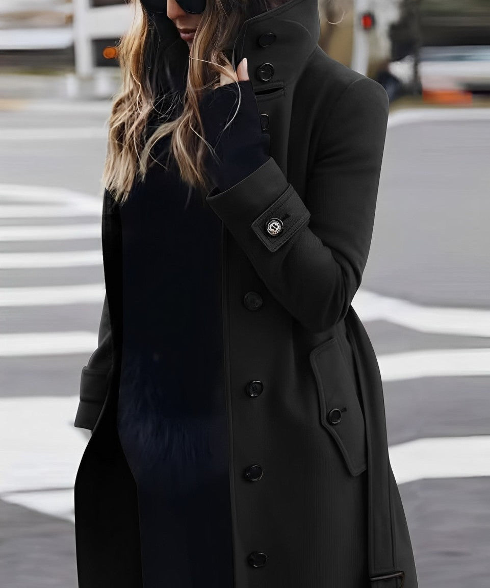 Manteau en Laine Intemporel à Coupe Ajustée
