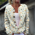 Gilet Tricoté Chaud pour Femmes avec Imprimé Floral - SANNE