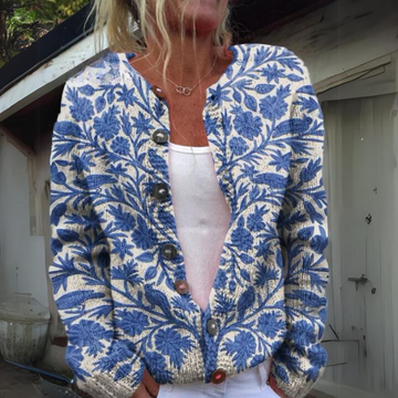 Gilet Tricoté Chaud pour Femmes avec Imprimé Floral - SANNE