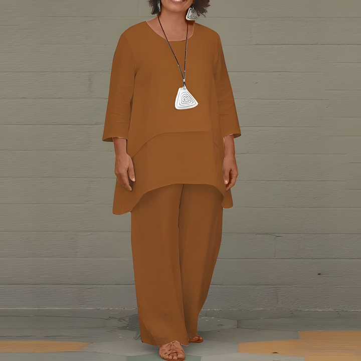 Ensemble en lin pour femmes avec haut et pantalon