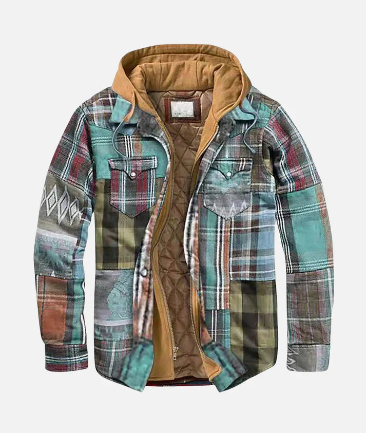 Veste à Carreaux avec Capuche Doublée