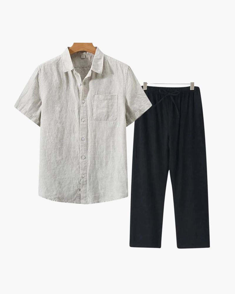 T-shirt en Lin Argenté à Manches Courtes – Léger et Élégant