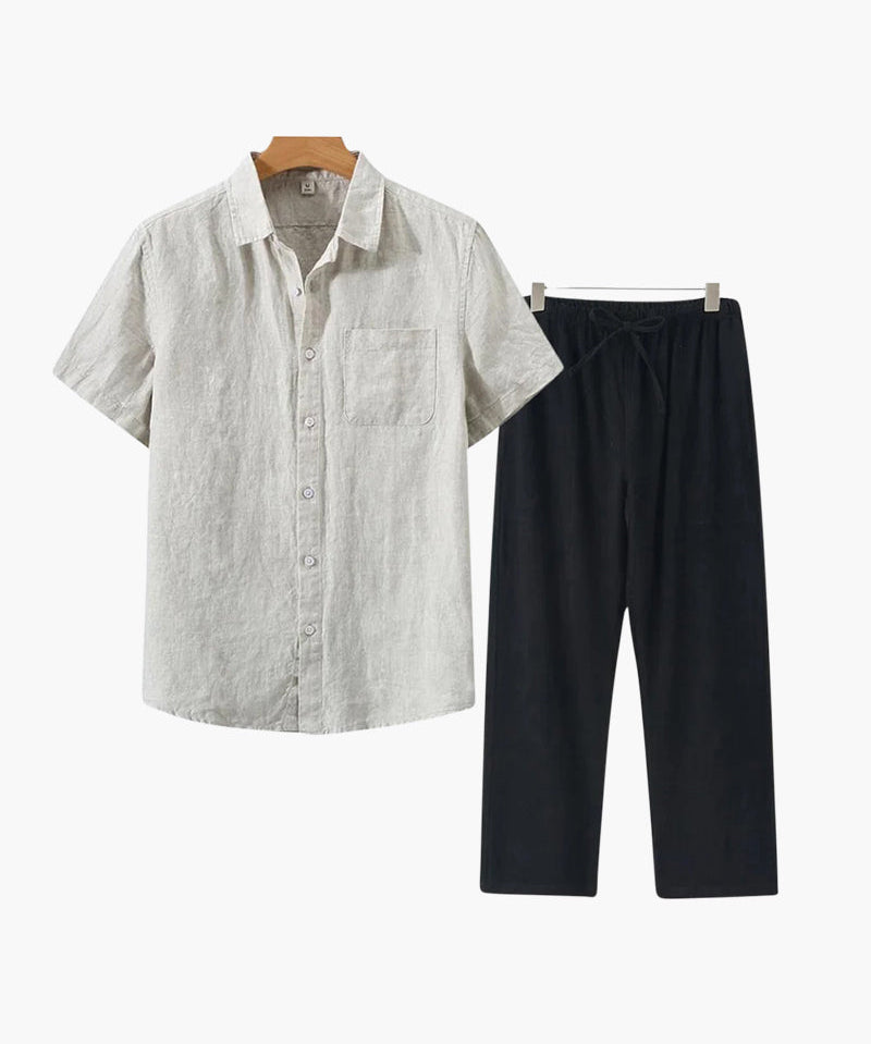 T-shirt en Lin Argenté à Manches Courtes – Léger et Élégant