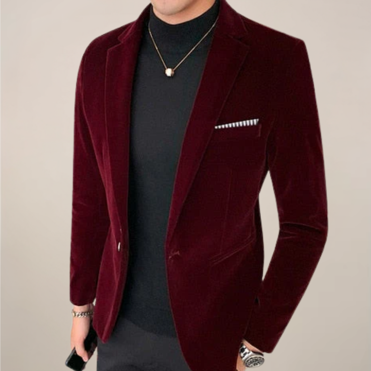 Blazer en Velours pour Homme – Veste de Soirée Ajustée & Élégante