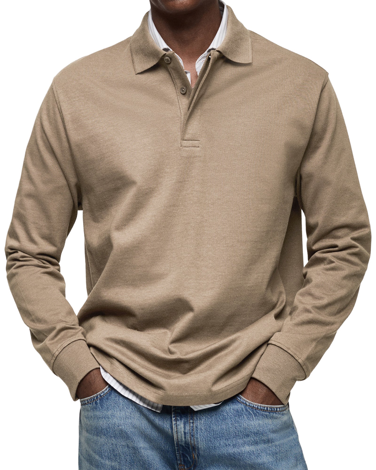 Luxury Long-Sleeve Polo Shirt – Élégance