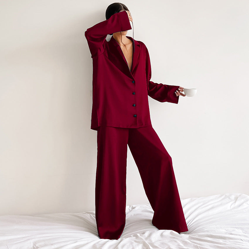 Pyjama satin boutonné ample