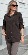 Chemise en Velours avec Poche Marron – Précommande Exclusive