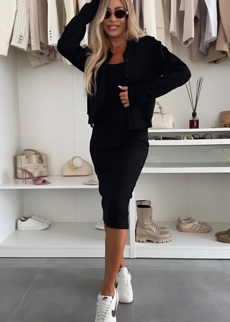 Robe midi confortable et gilet