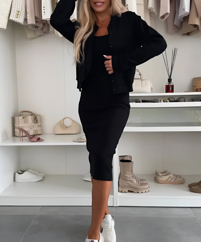 Robe midi confortable et gilet