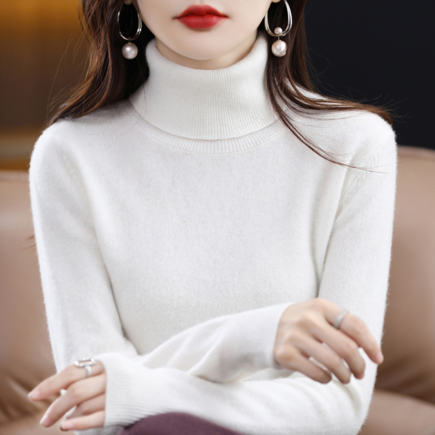 Pull à Col Roulé en Cachemire de Luxe pour Femme