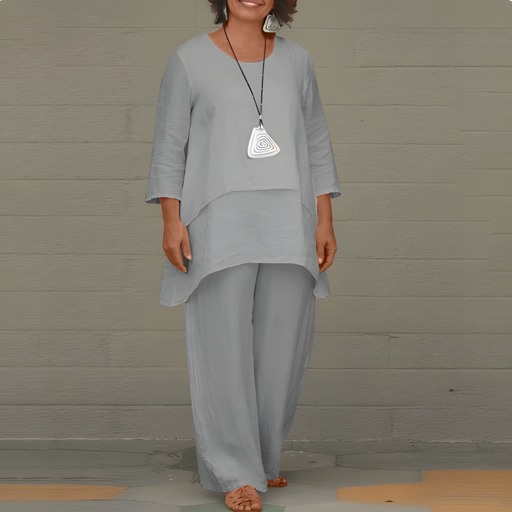 Ensemble en lin pour femmes avec haut et pantalon