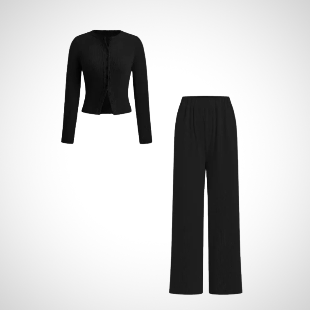 Ensemble t-shirt à boutons et pantalon confort