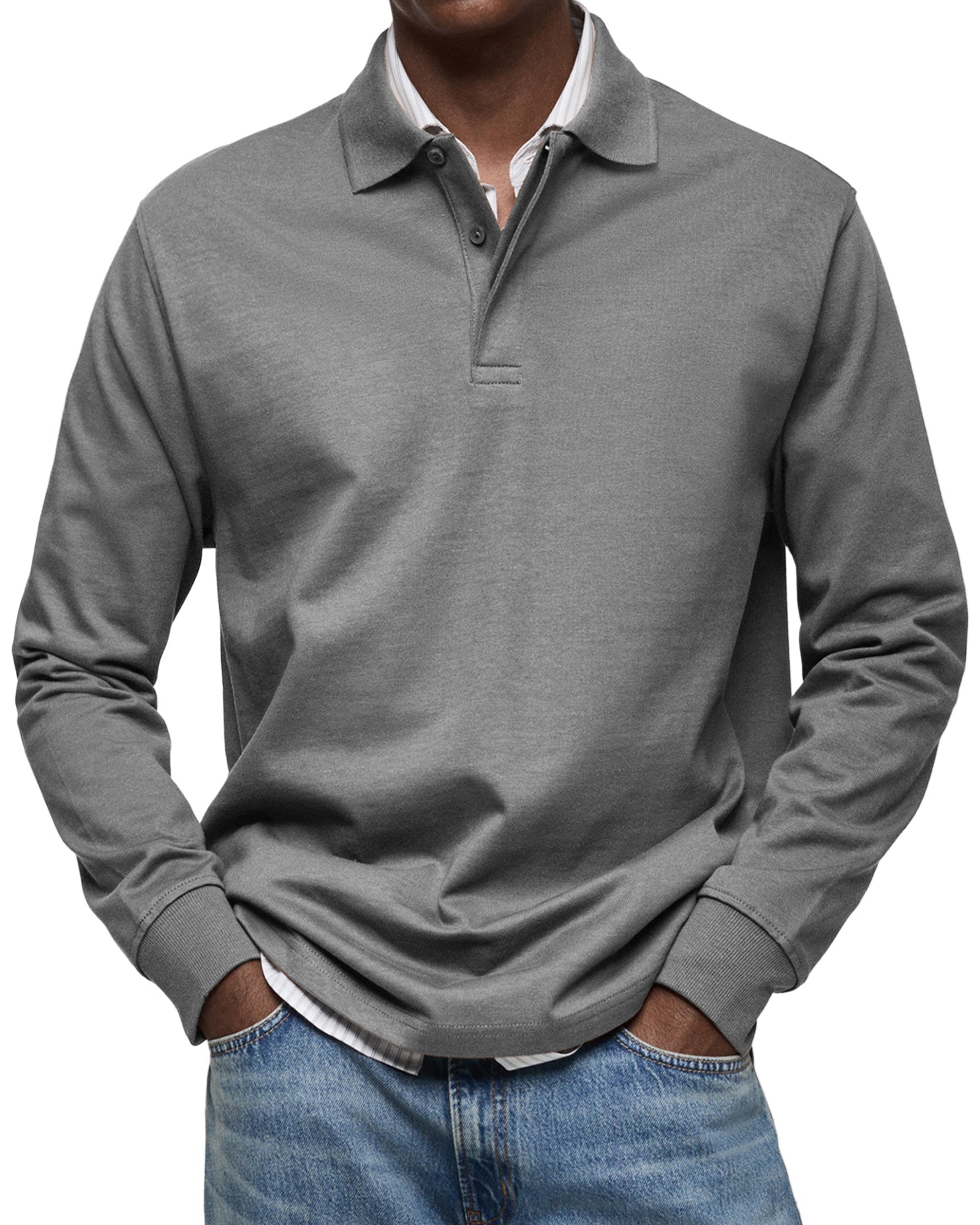Luxury Long-Sleeve Polo Shirt – Élégance