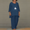 Ensemble en lin pour femmes avec haut et pantalon