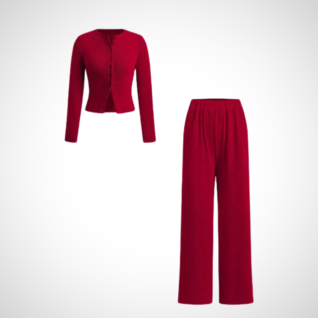 Ensemble t-shirt à boutons et pantalon confort