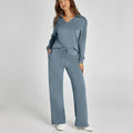 Ensemble Loungewear Luxe avec Pantalon Confortable et Col V