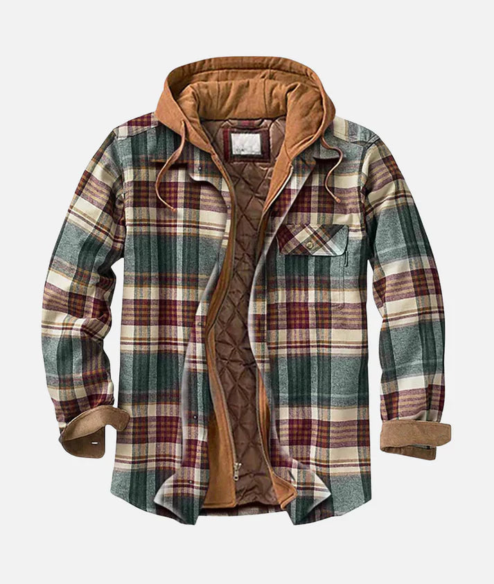 Veste à Carreaux avec Capuche Doublée