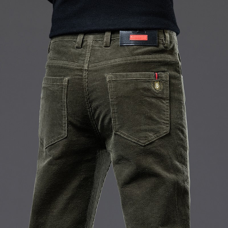 Pantalon en velours côtelé noir pour hommes
