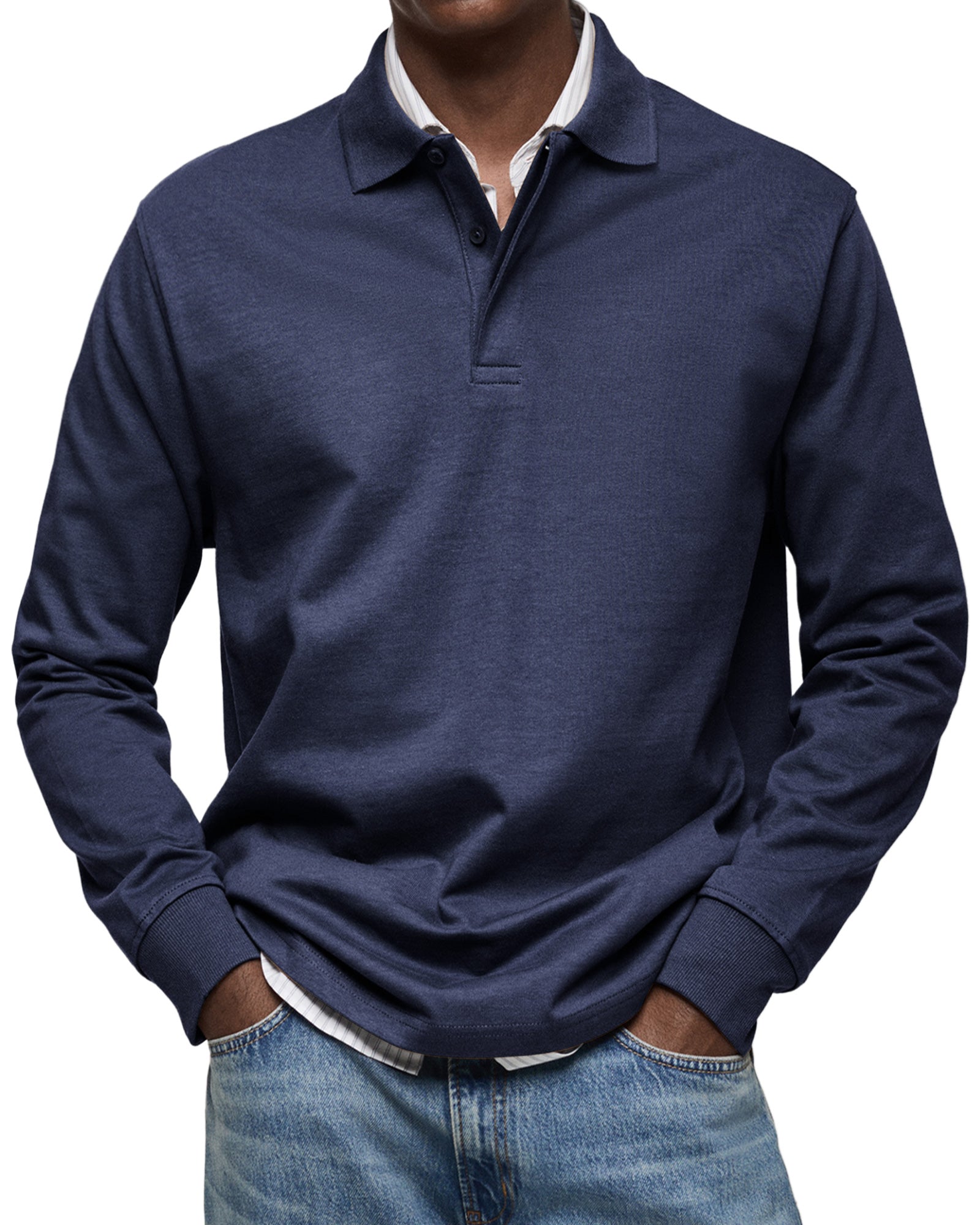 Luxury Long-Sleeve Polo Shirt – Élégance